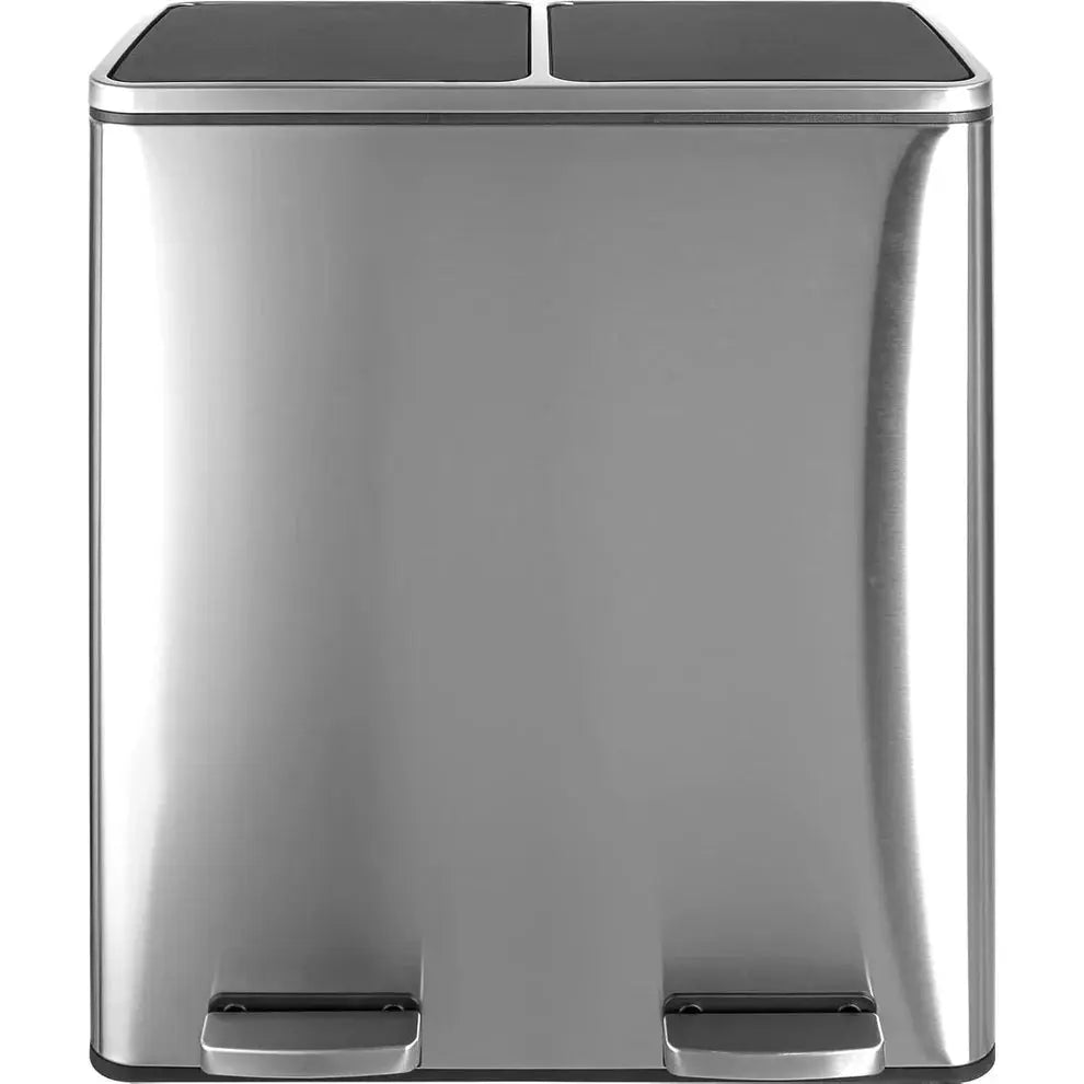 60 Liter Double Bin Stainless Steel Step Bin[🔥Free 3 packs (150 total) of garbage bags]